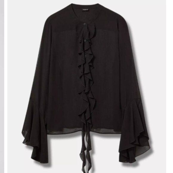 Torrid Black Chiffon Ruffle Front Sheer Top Size 2X Brand New With Tags - Picture 3 of 4